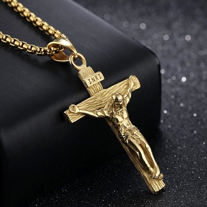 Gold Crucifix Pendant Necklace