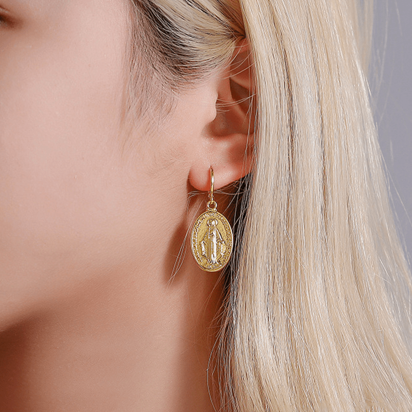 Miraculous Mary Religious Earrings