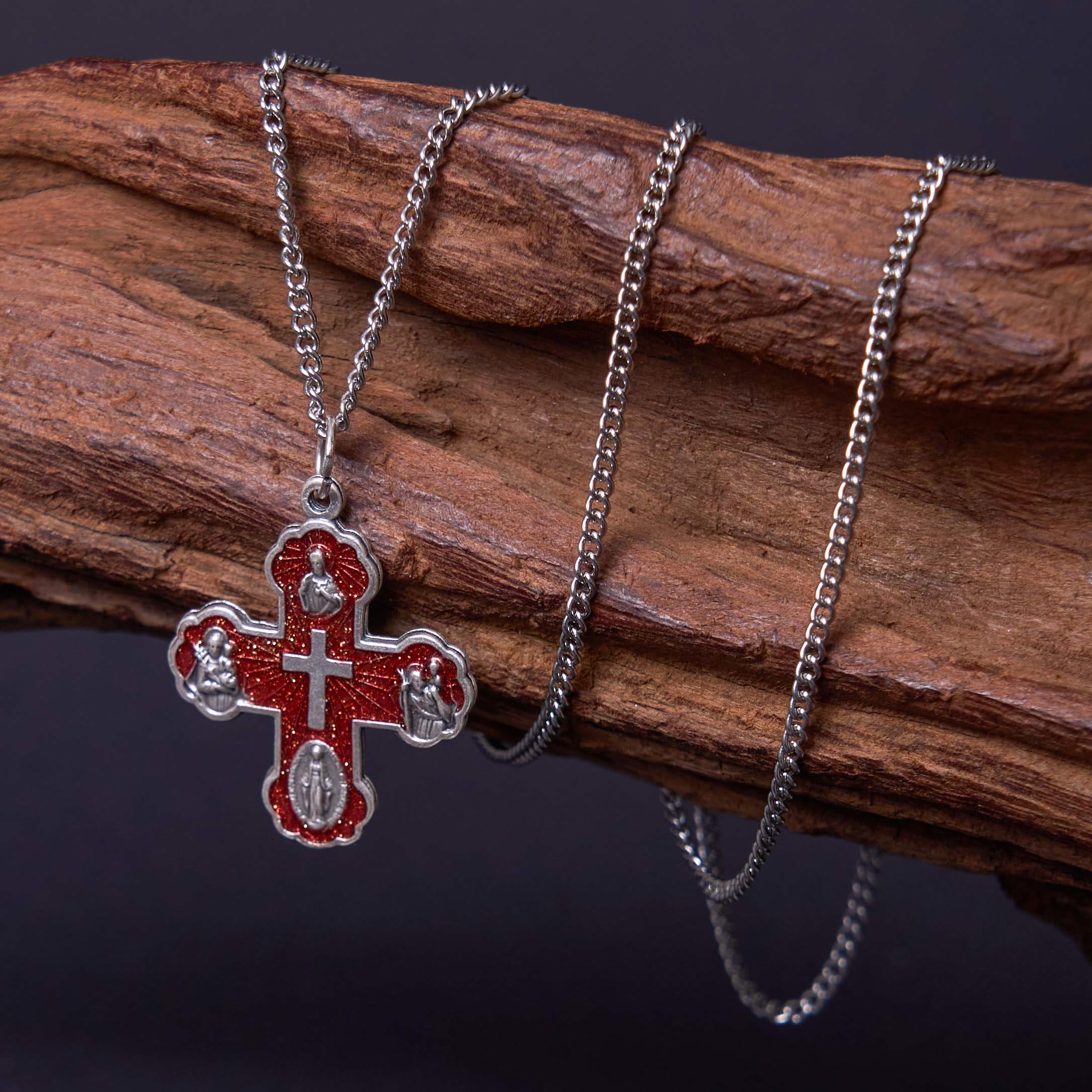 Classic Style Carmelite Five-in-One Four-Way Cross Pendant Alloy Necklace