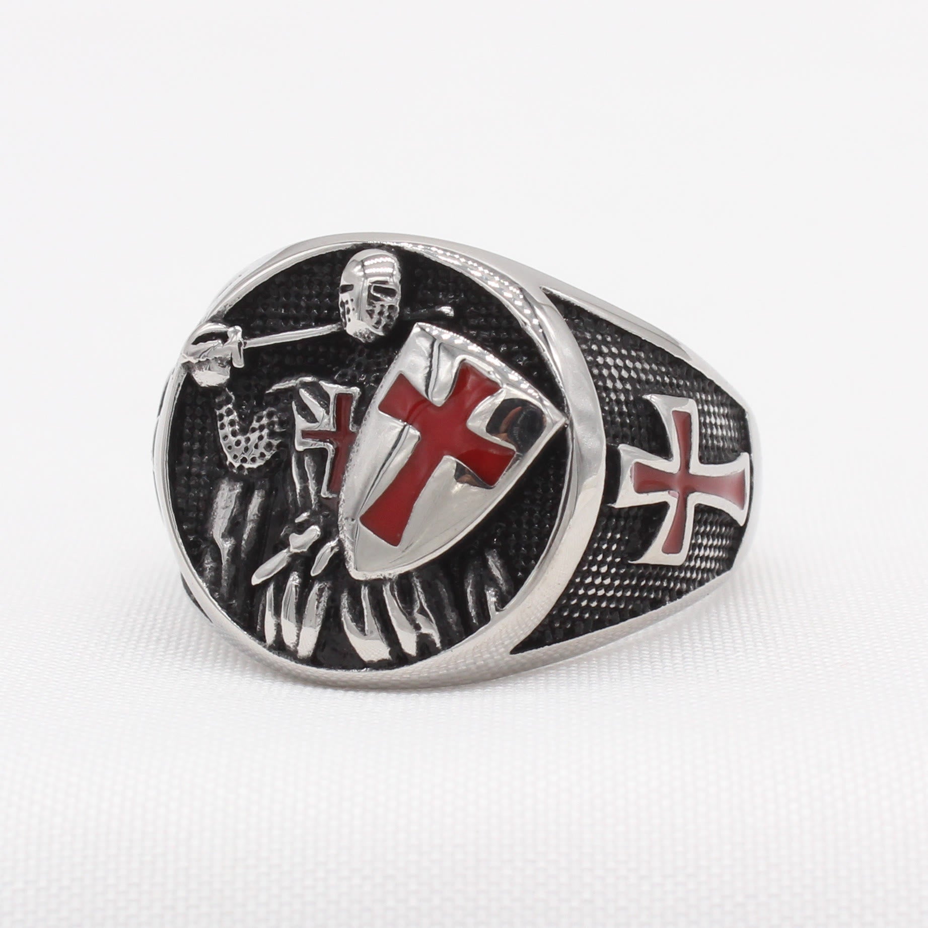 2 Colors Retro Classic Style Knights Templar Shield Protect You Faith Ring