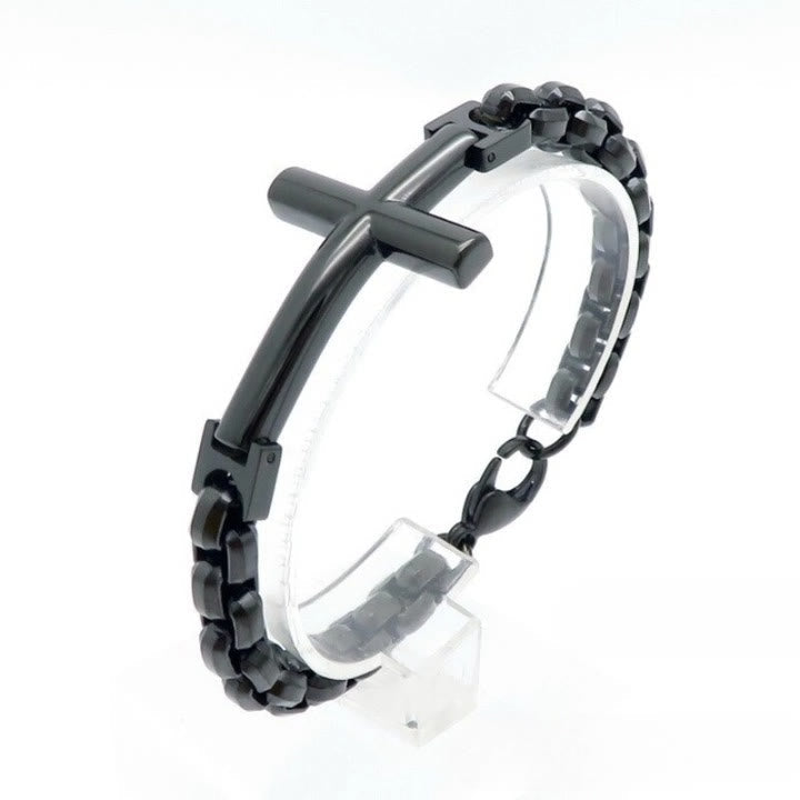 Multicolor Minimalist Cross Bracelet with Sleek Lines and Faithful Soul