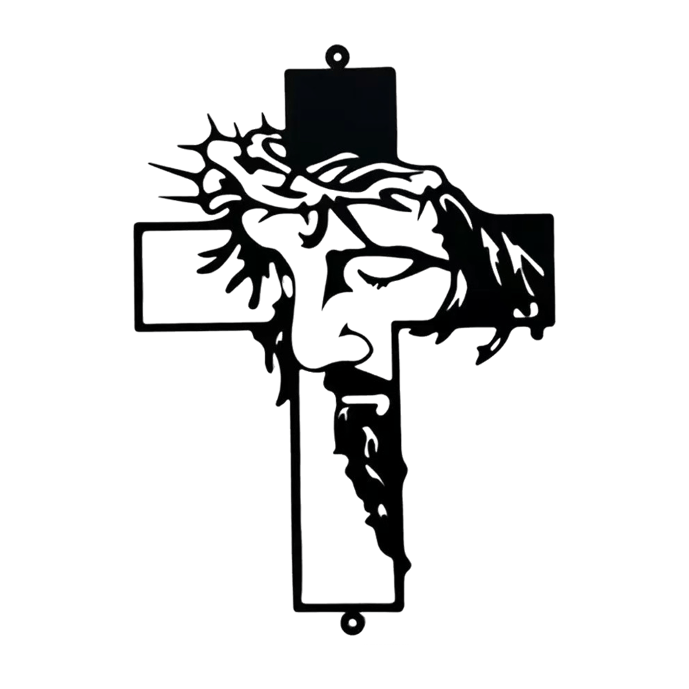 Christian Artwork Workshop Black Metal Jesus with Crown of Thorns - Cross Wall Decor