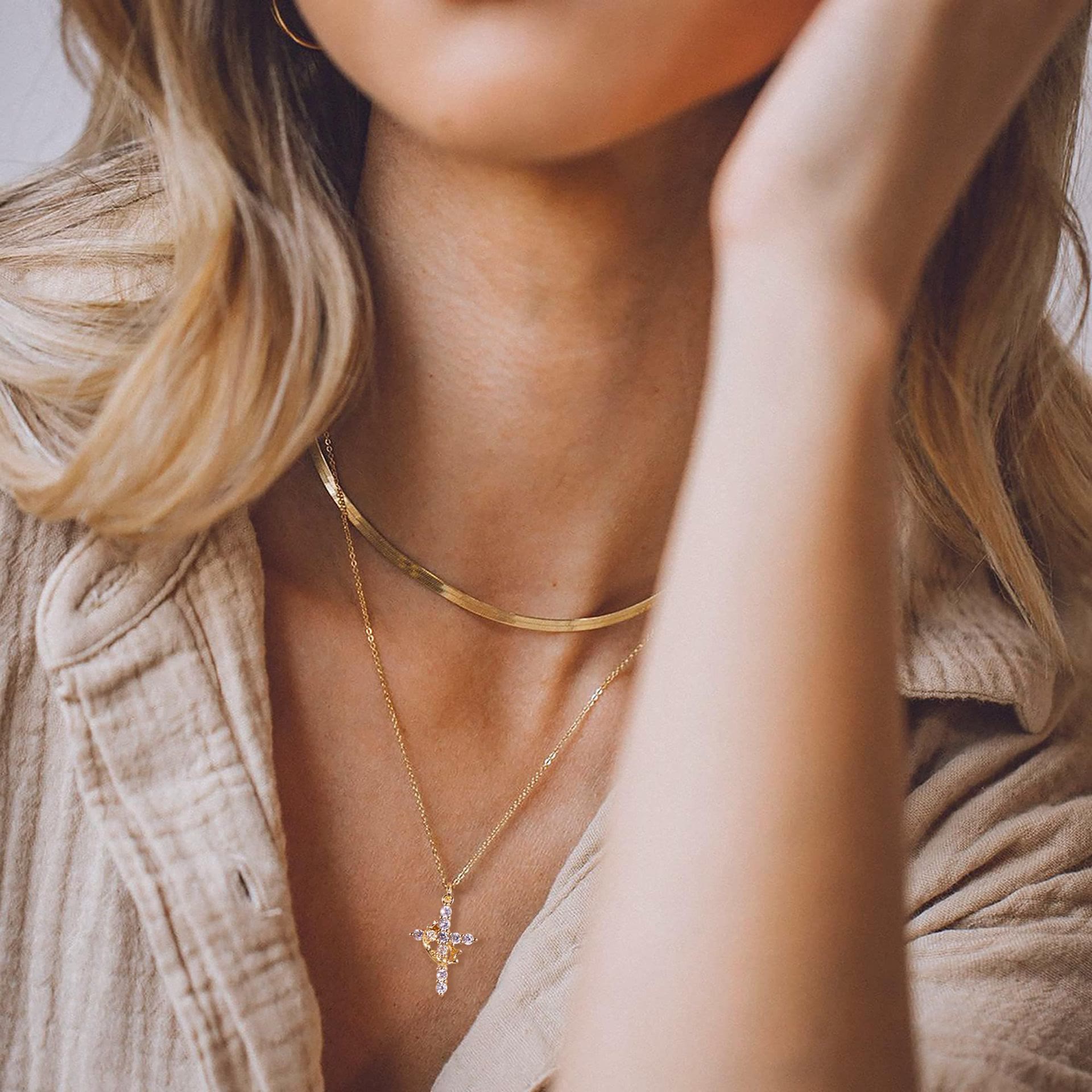 Modern Faith Crown Cross Necklace and Earring Set