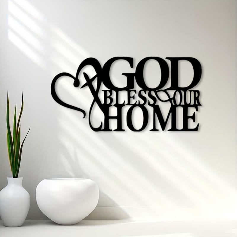 Christian Artwork Workshop: God Bless Our Home Metal Wall Decor - A Celebration of Divine Blessings and Family Faith