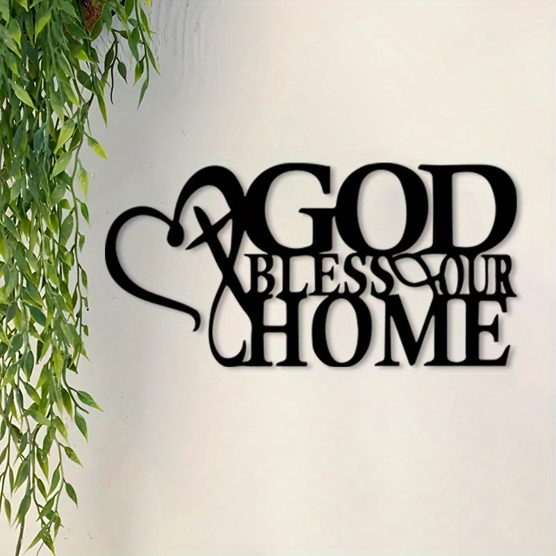 Christian Artwork Workshop: God Bless Our Home Metal Wall Decor - A Celebration of Divine Blessings and Family Faith