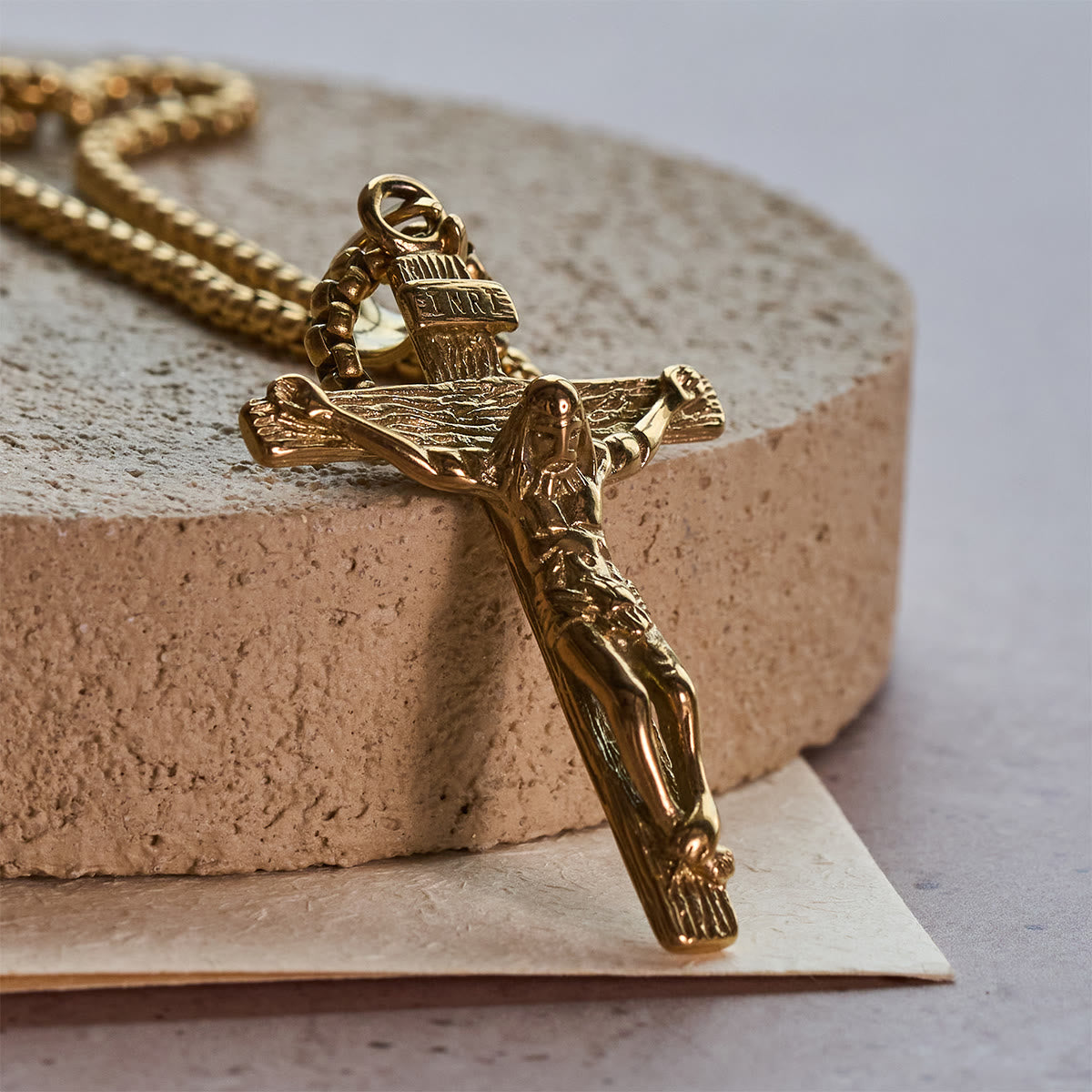 Gold Crucifix Pendant Necklace