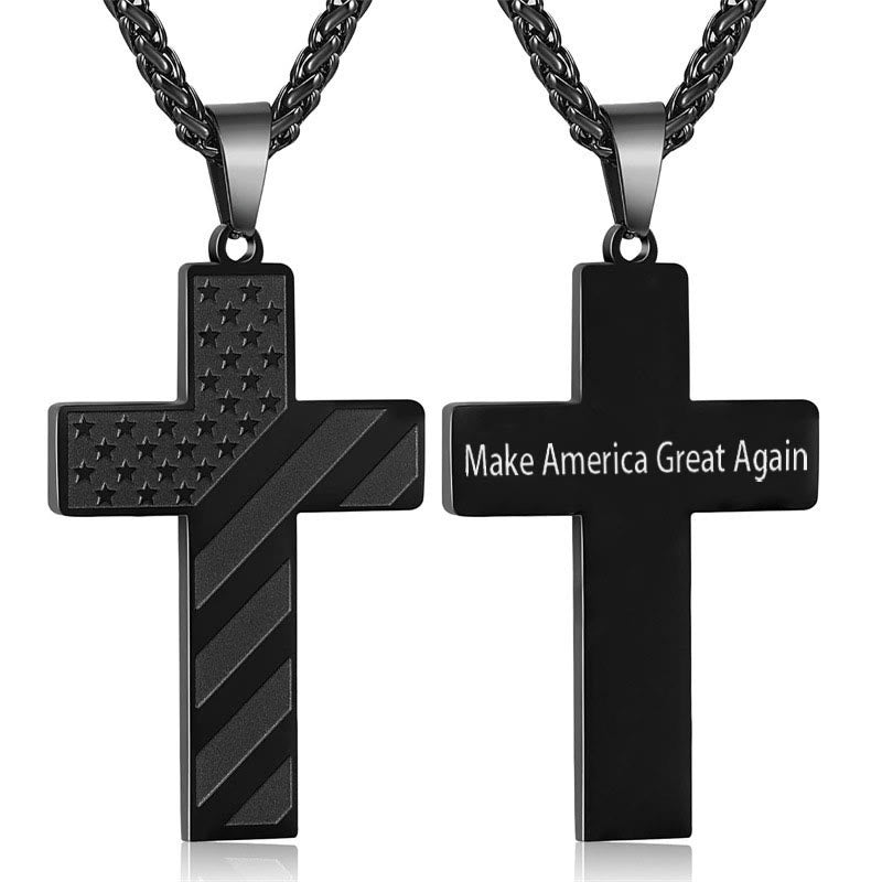 Scripture Cross with American Flag