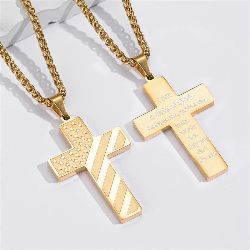 Scripture Cross with American Flag