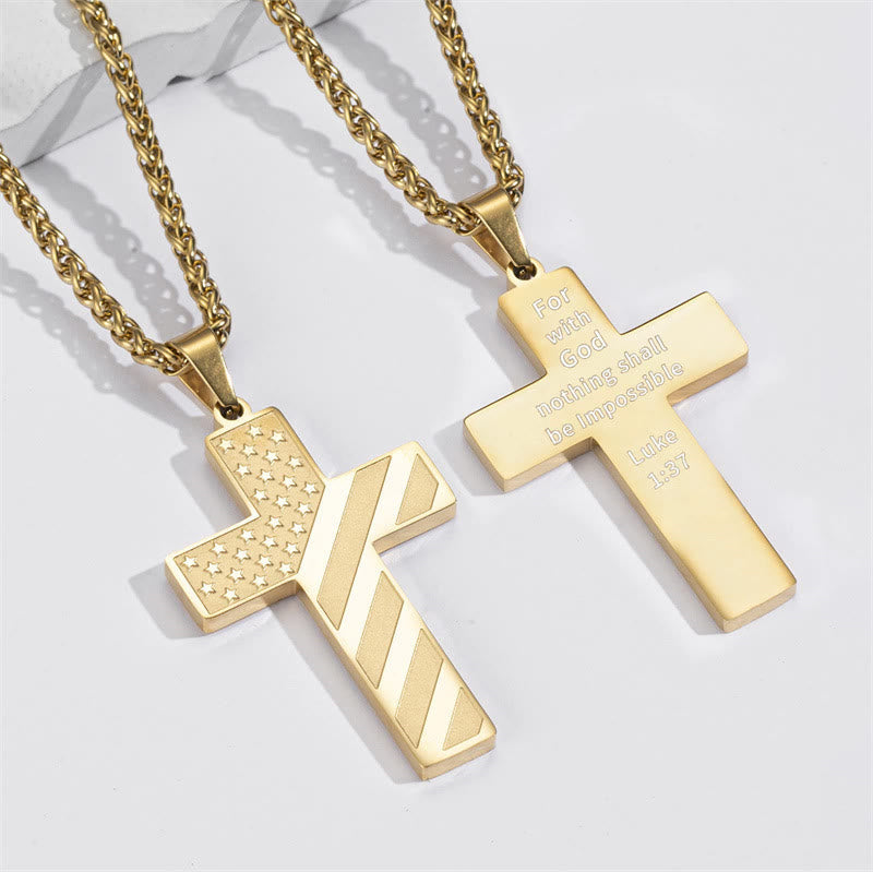 Scripture Cross with American Flag