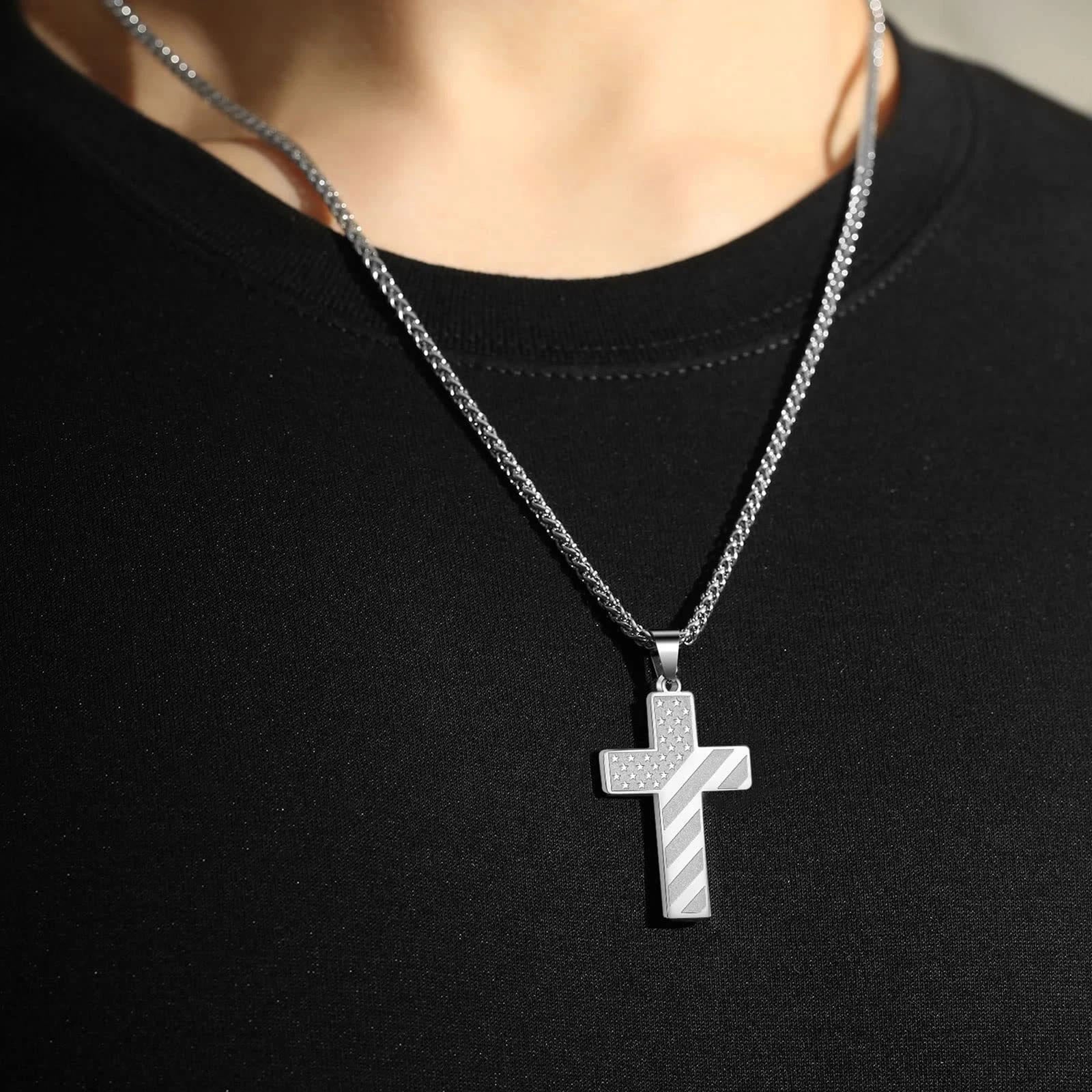 Scripture Cross with American Flag