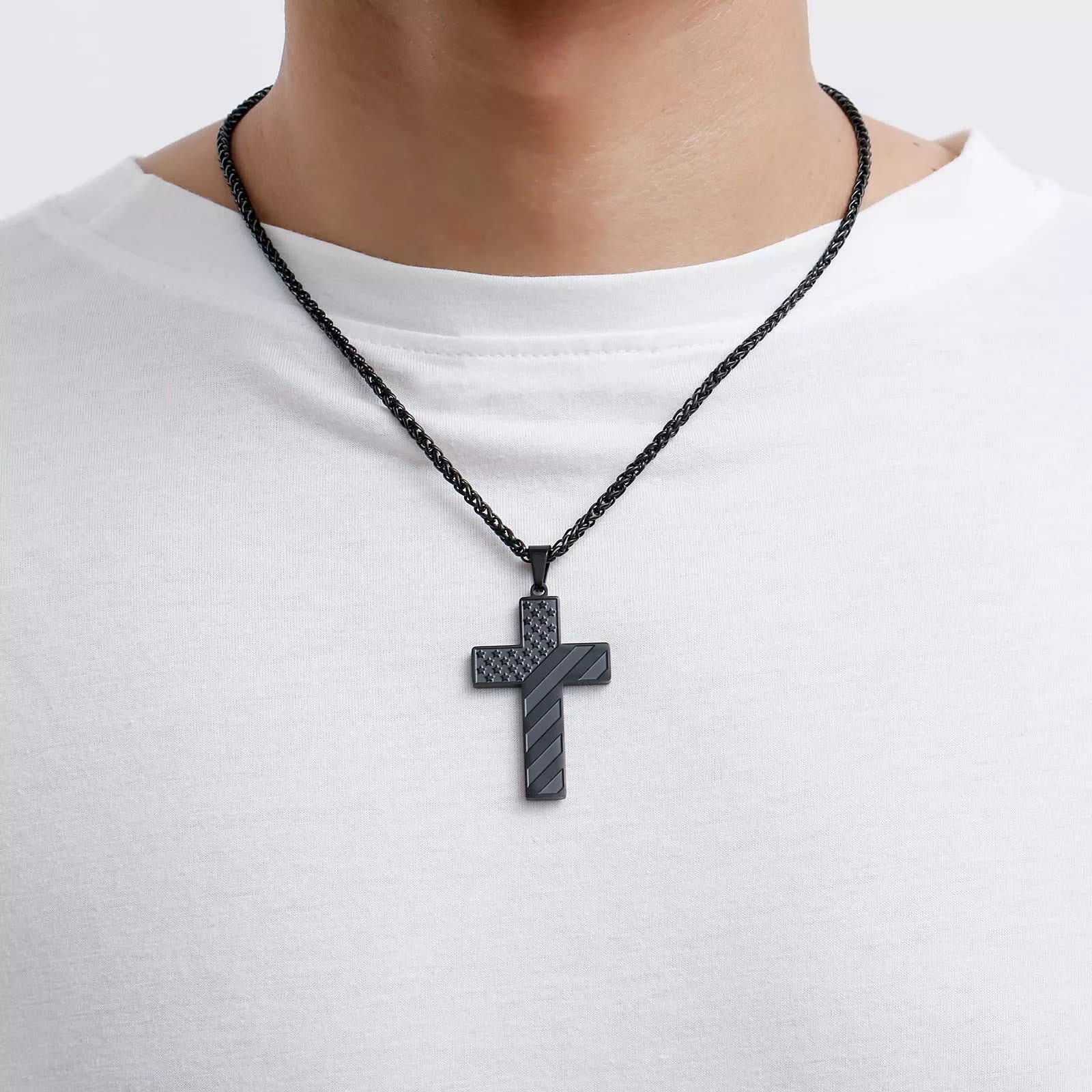 Scripture Cross with American Flag