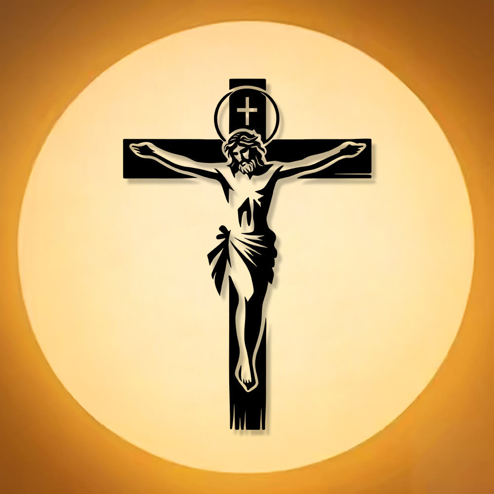 Christian Art Workshop Haloed Crucifix Metal Wall Decor: A Reverent Tribute to Divine Sacrifice