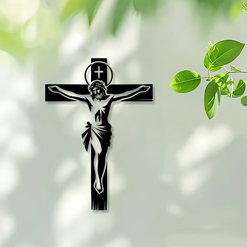 Christian Art Workshop Haloed Crucifix Metal Wall Decor: A Reverent Tribute to Divine Sacrifice