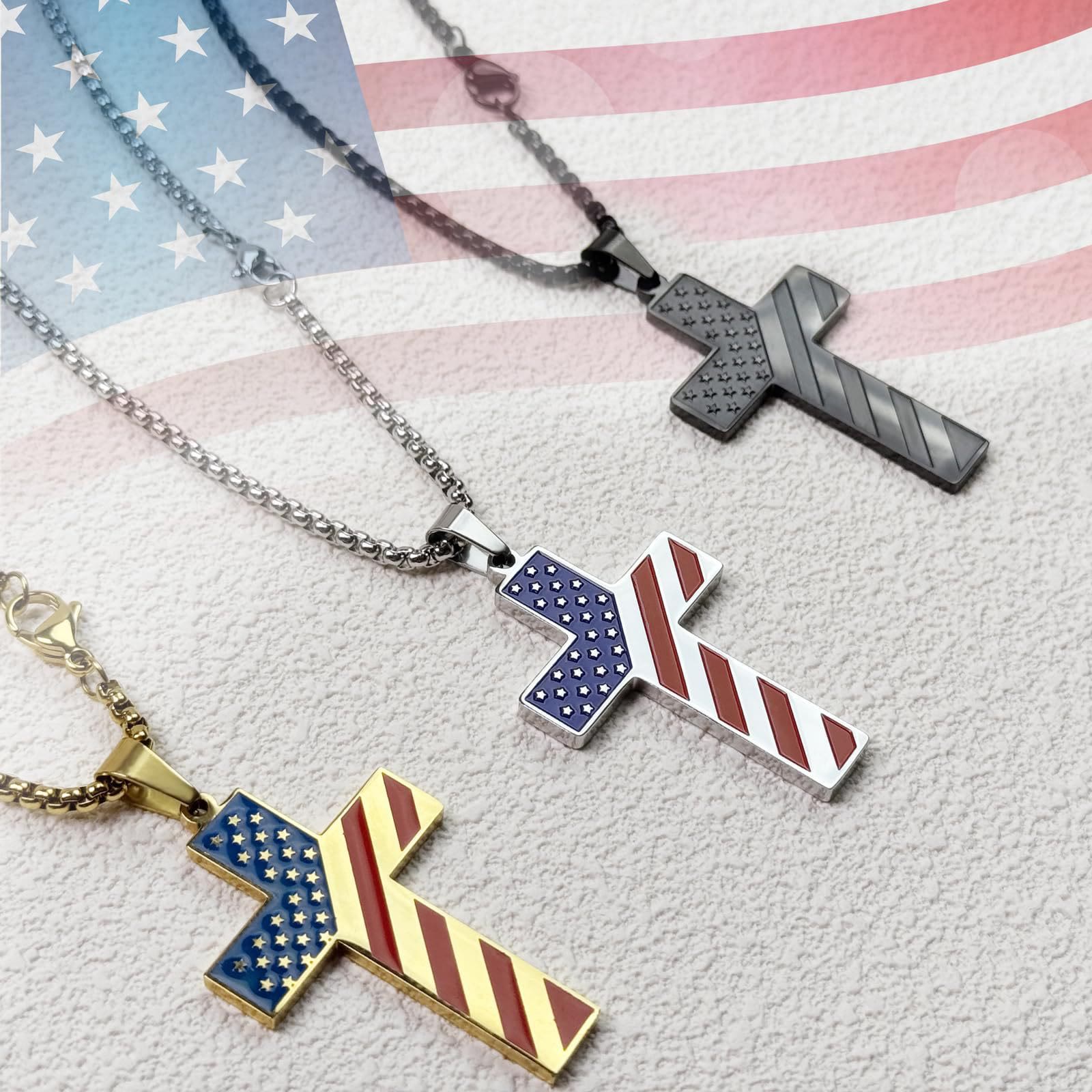 Scripture Cross with American Flag