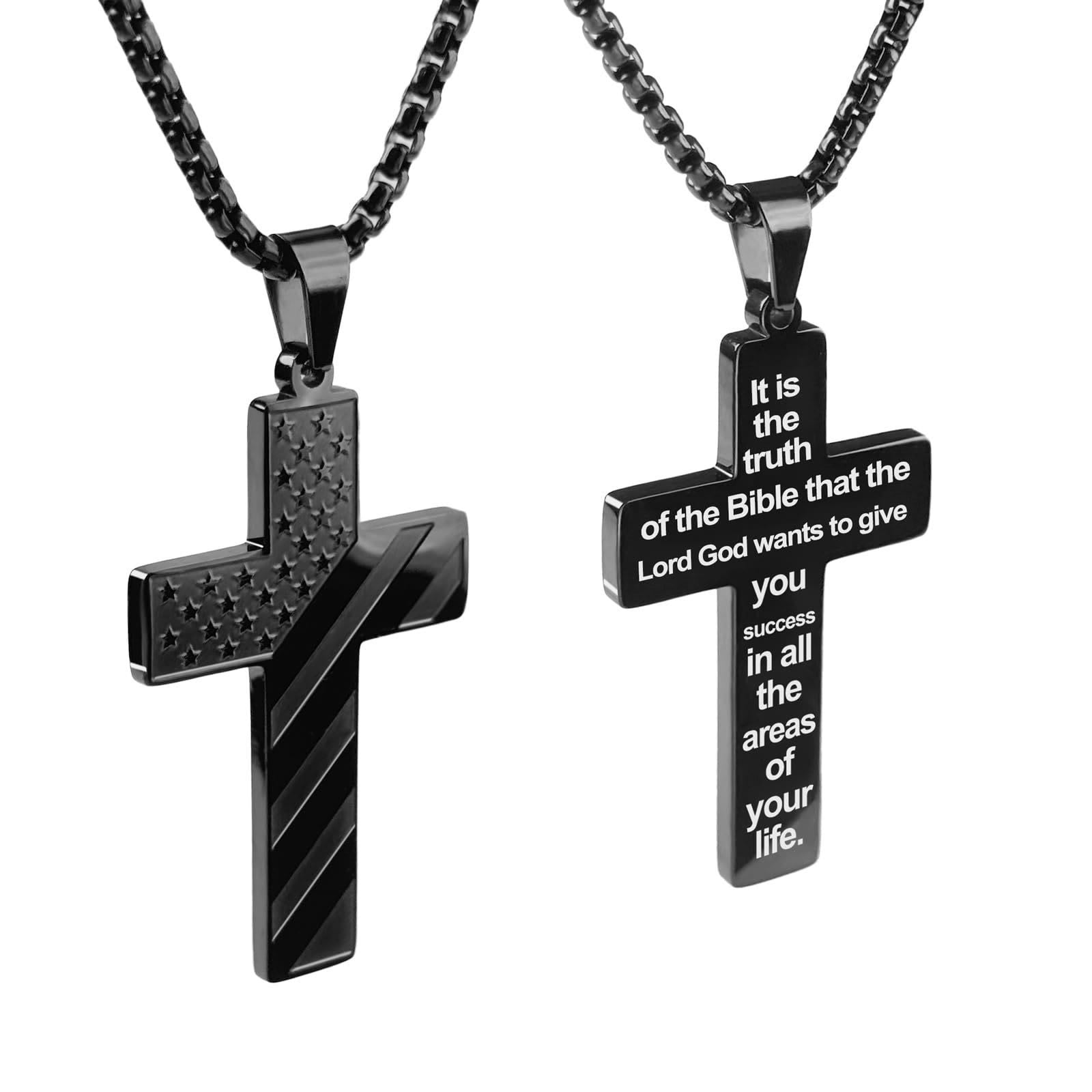 Scripture Cross with American Flag