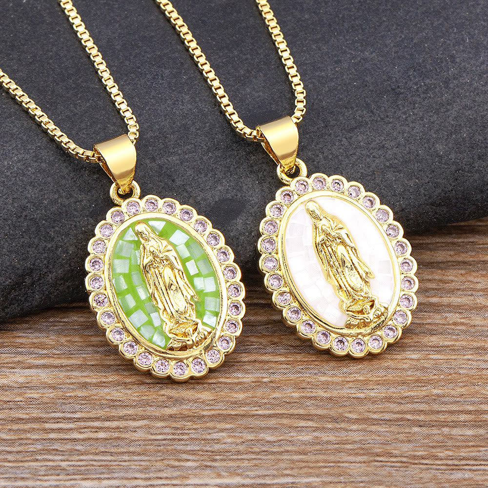 Soft-Hued Our Lady Necklace: Soothing Grace for Busy Days