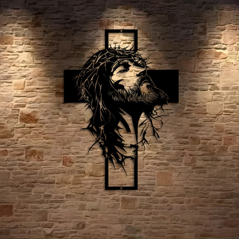Christian Artwork Workshop Crown of Thorns Jesus Cross Metal Wall Decor: A Meaningful Expression of Faith