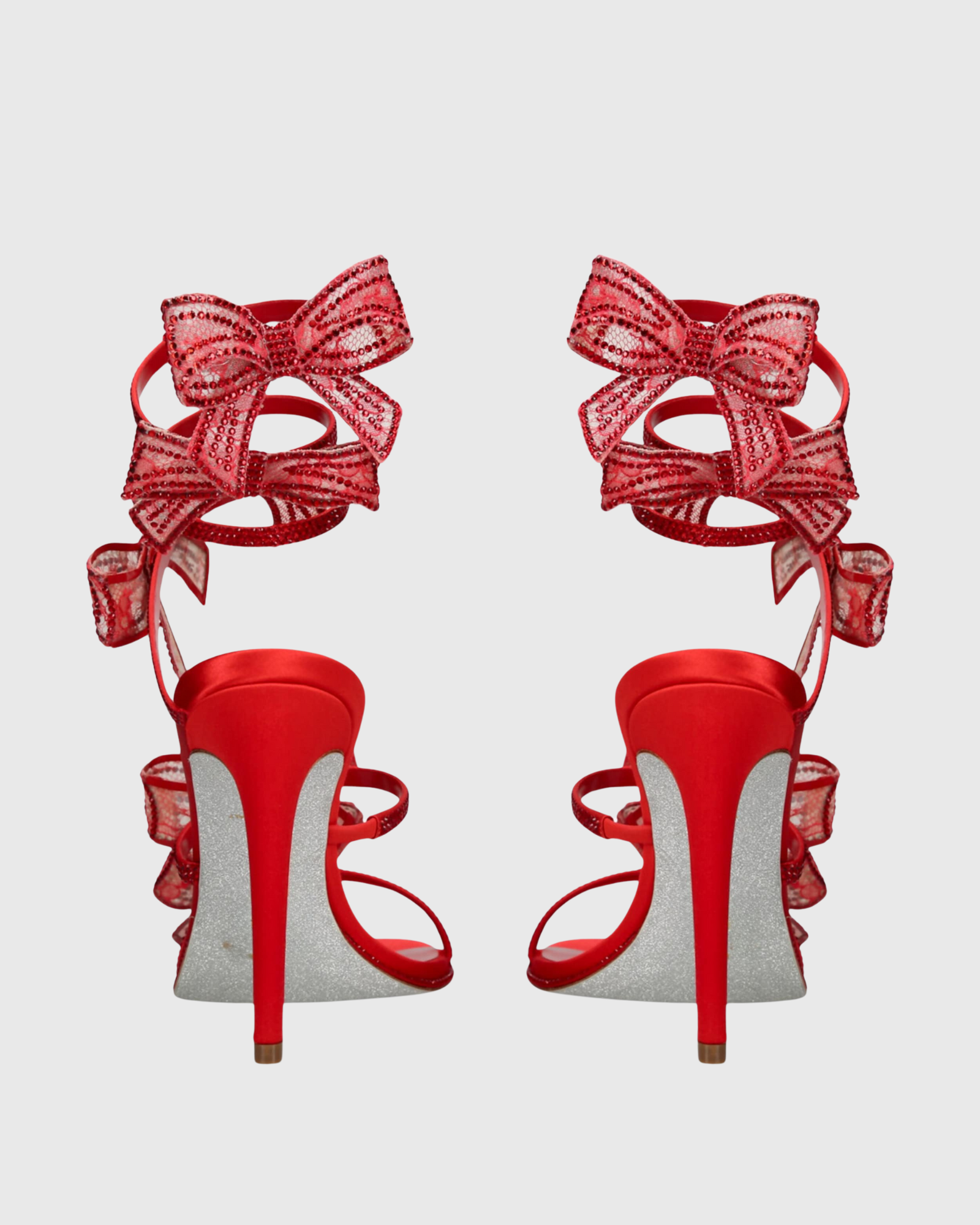 Elisa Bow Snake Sandals In Red