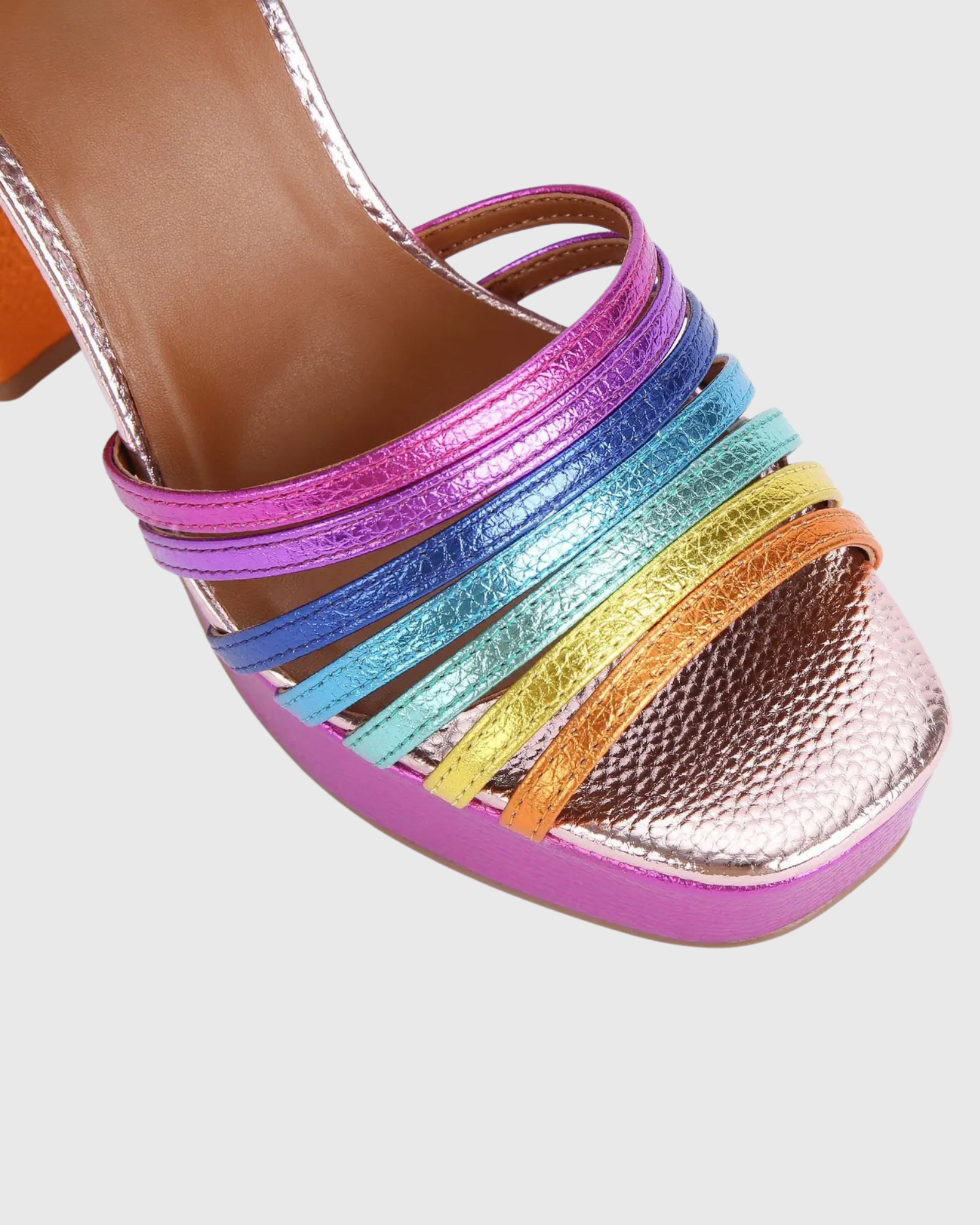 Lilly Rainbow Platform Sandals In Hot Pink