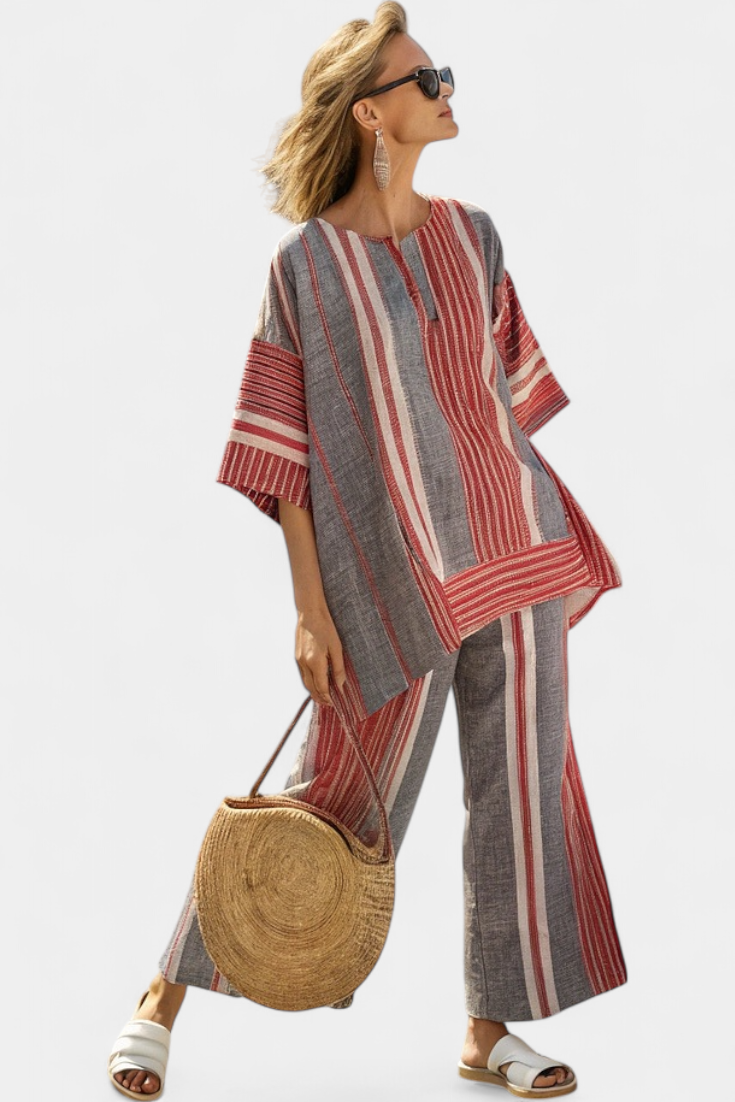 Bravine | Elegant Coral Linen Set