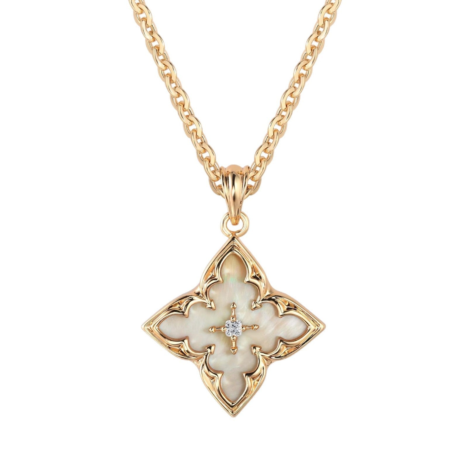 Blue Clover Pendant Necklace | Gold