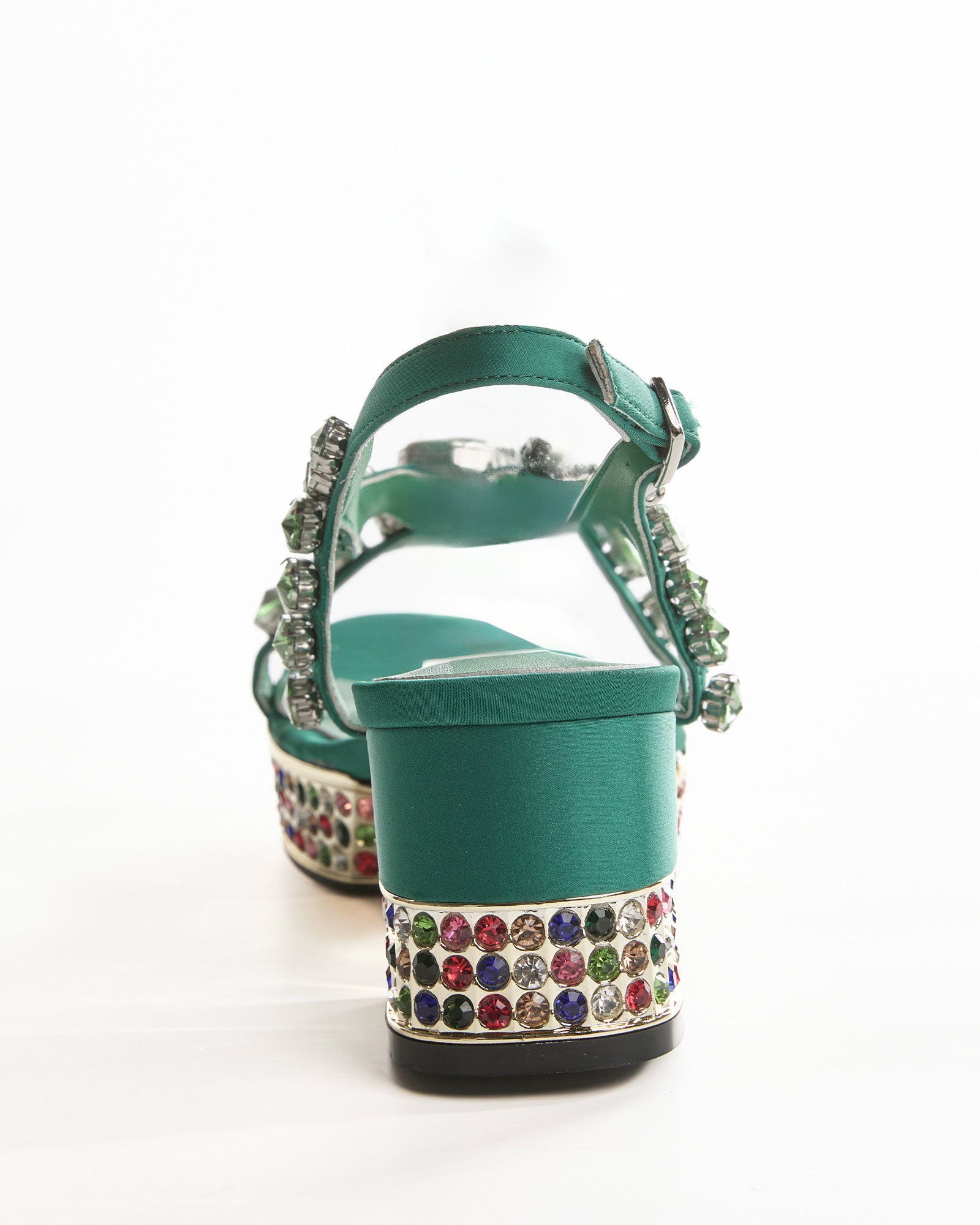 Riccarda Gem Platform Sandals In Green