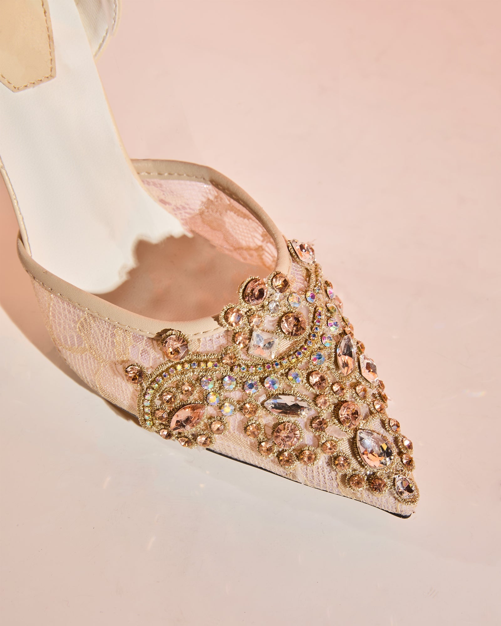 Sadb Diamond Embroidery Pumps In Apricot