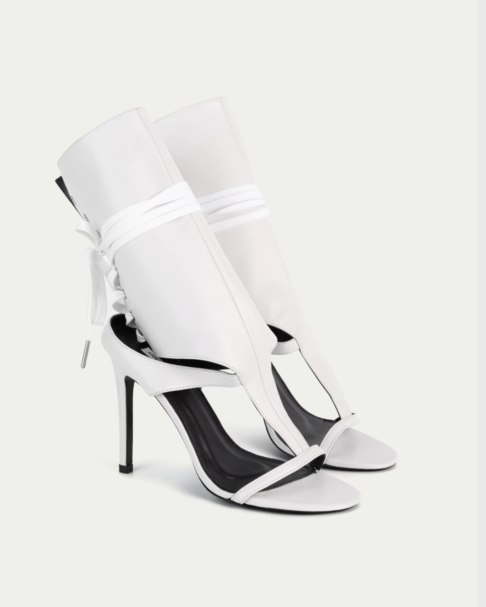 Sesen Lace Up Cutout Thong Sandals In White