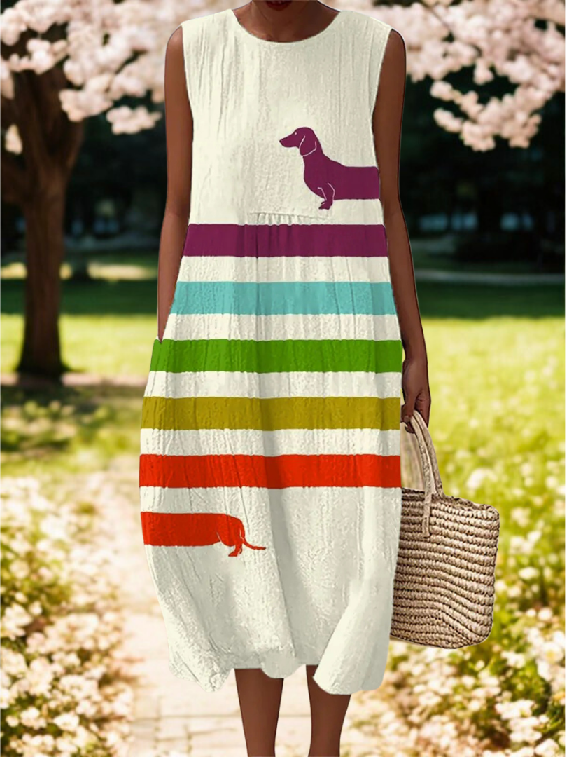 Audrey | Dachshund Art Print Midi Dress