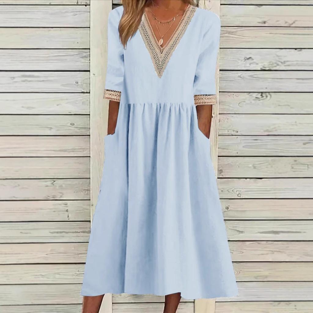 LIVIA | LACE TRIM MID-LENGTH DRESS