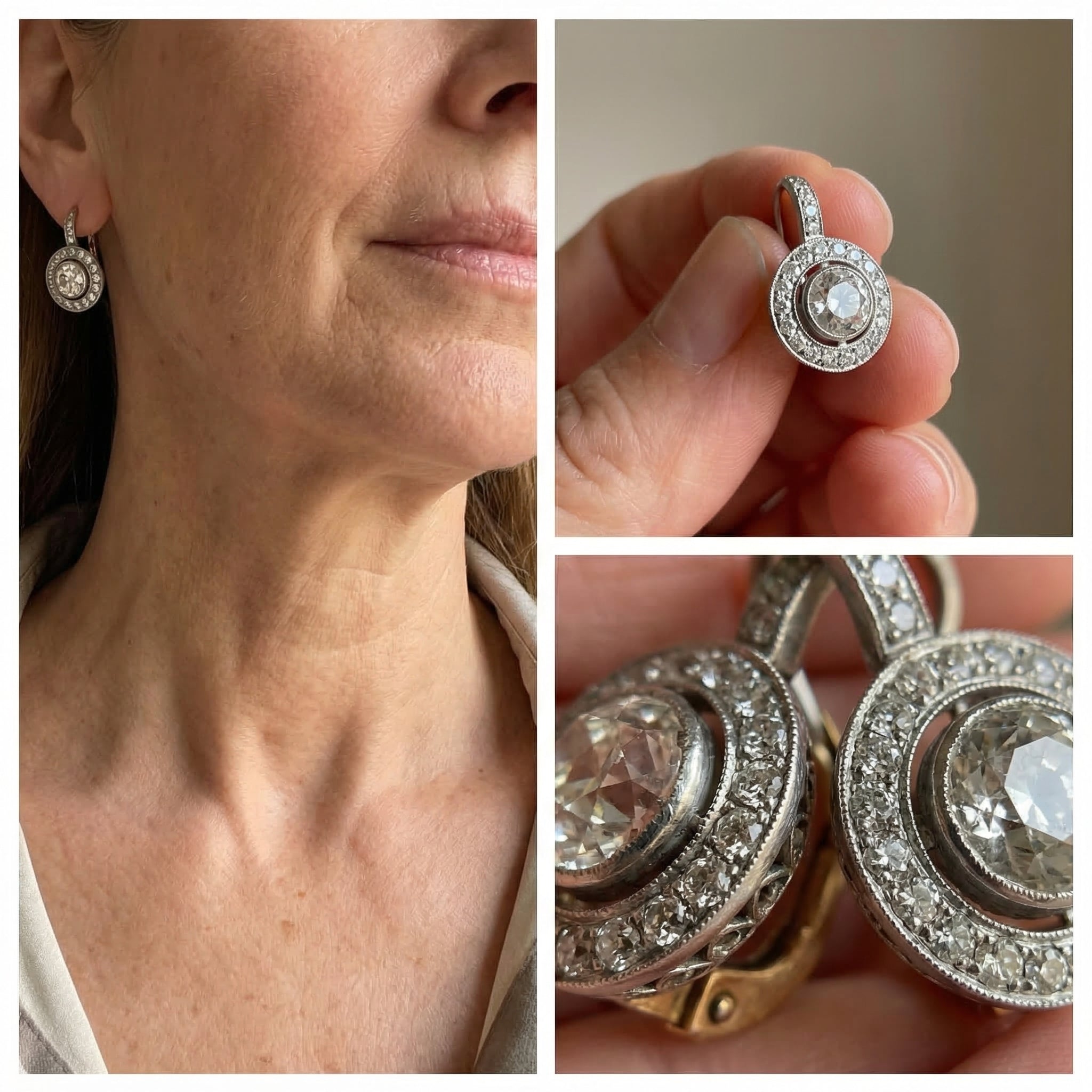 Vintage Silver Earrings with Zirconia
