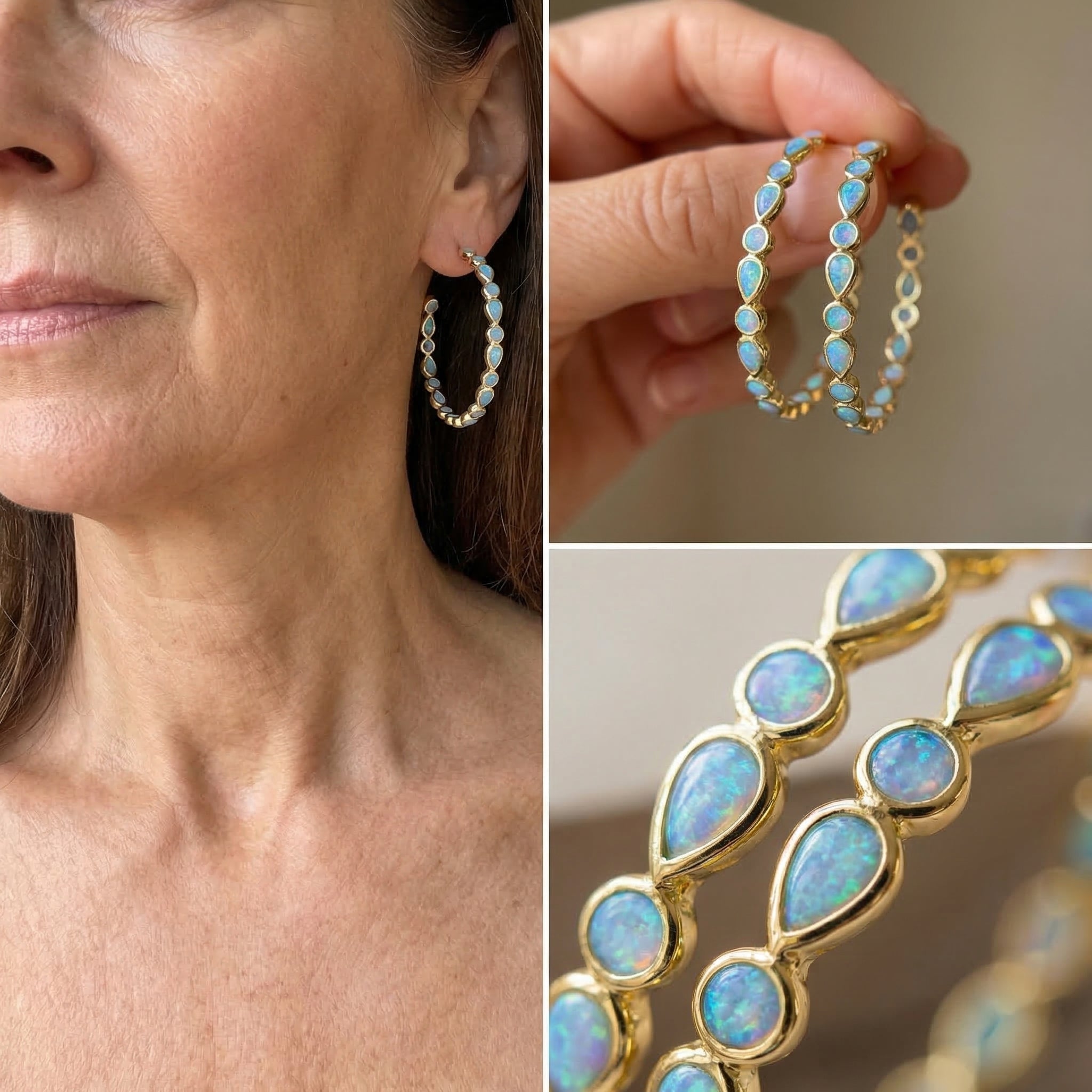 Antique Golden Circle Opal Earrings