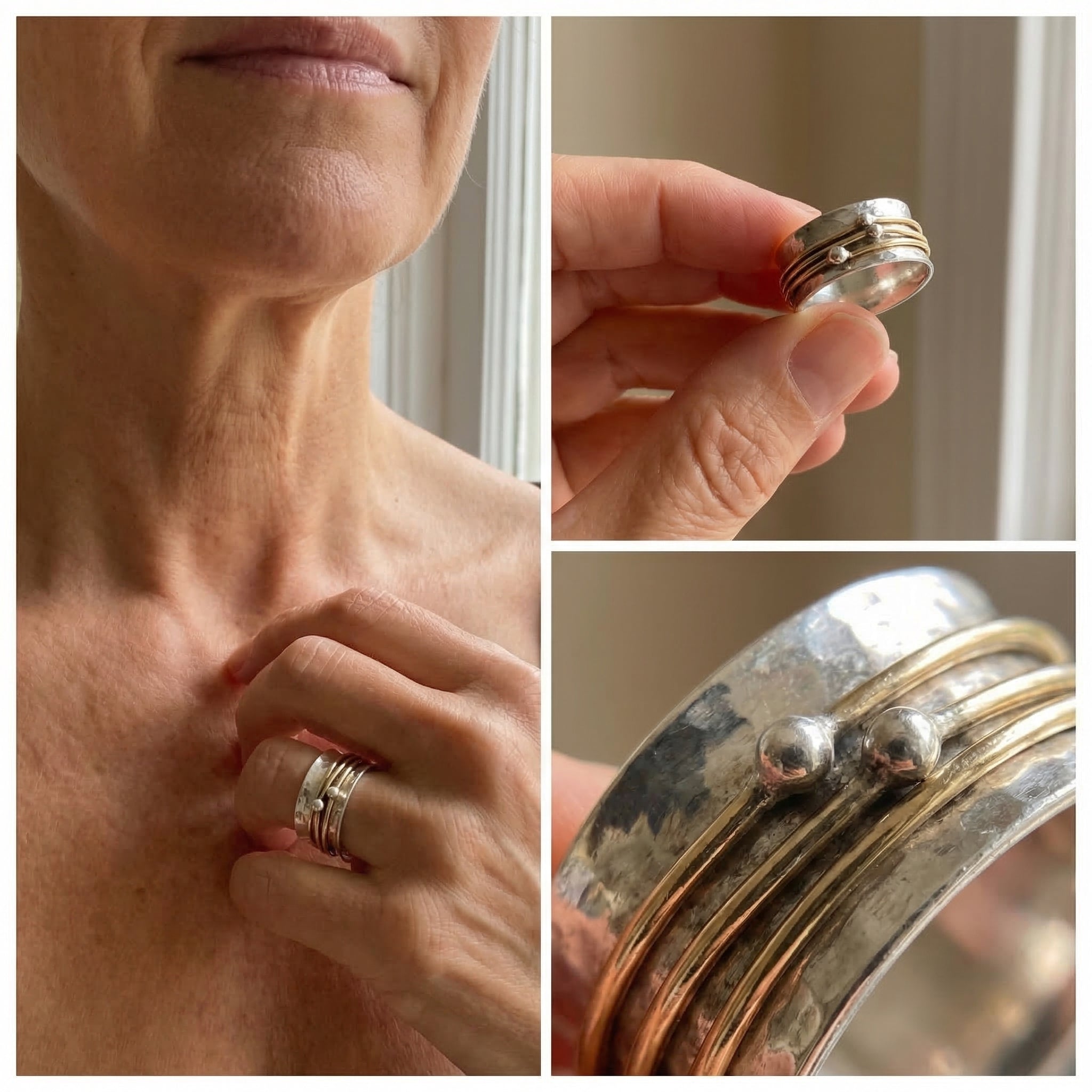 Vintage Gold Layered Silver Ring