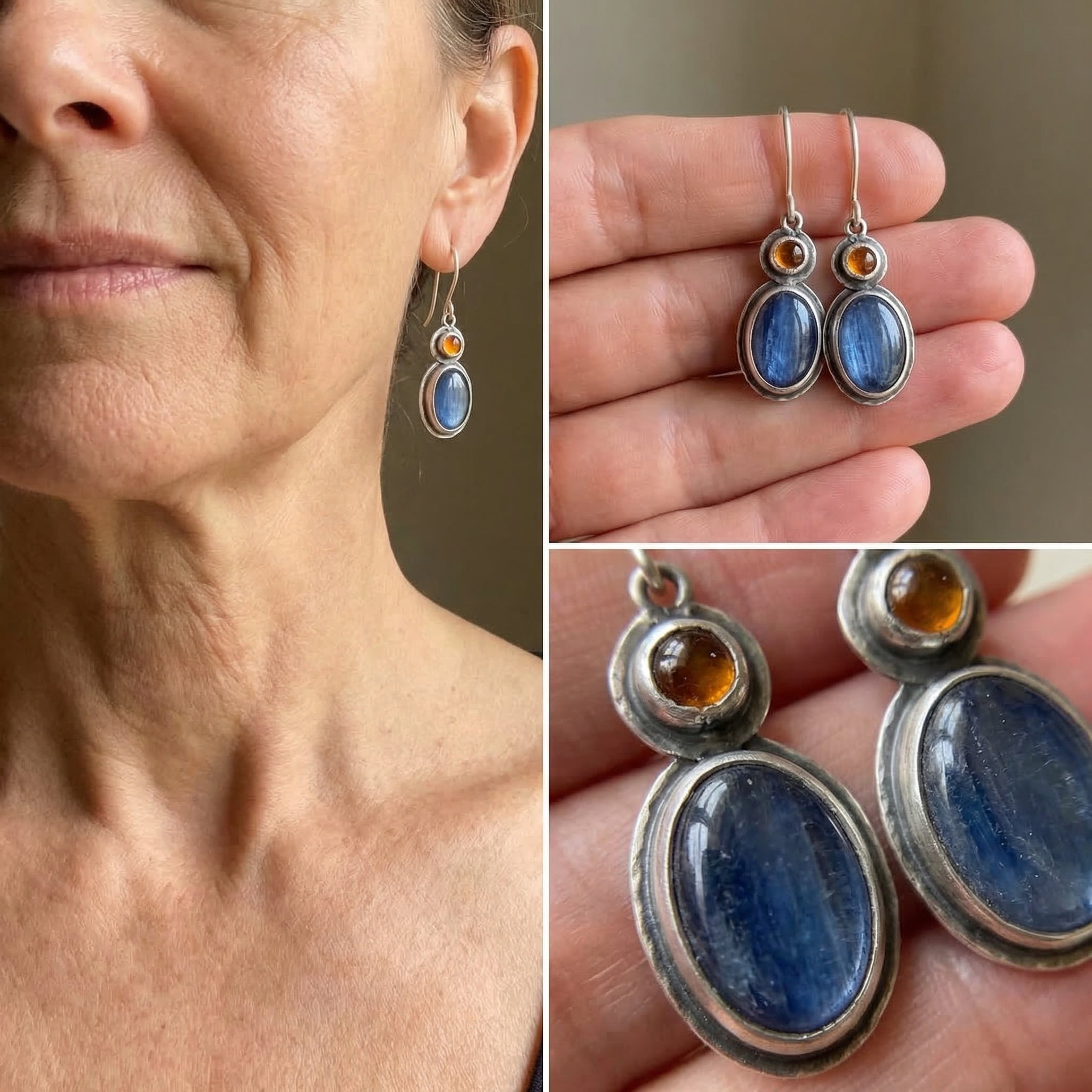 Vintage Blue Crystal Earrings