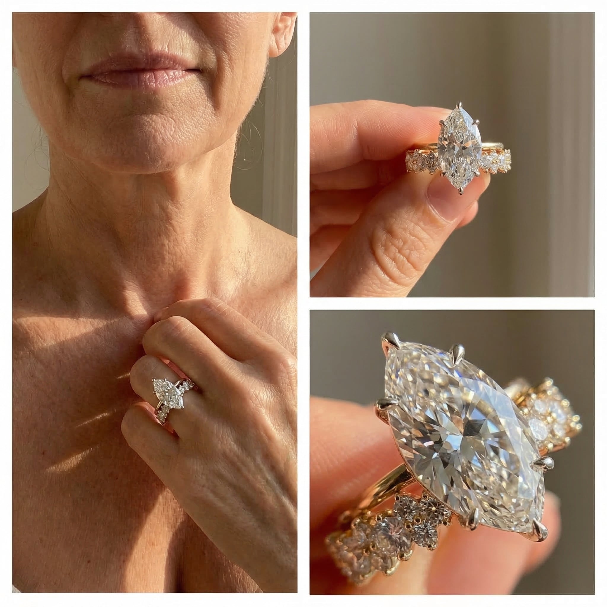 Luxury Marquise Diamond Ring Set in Gold