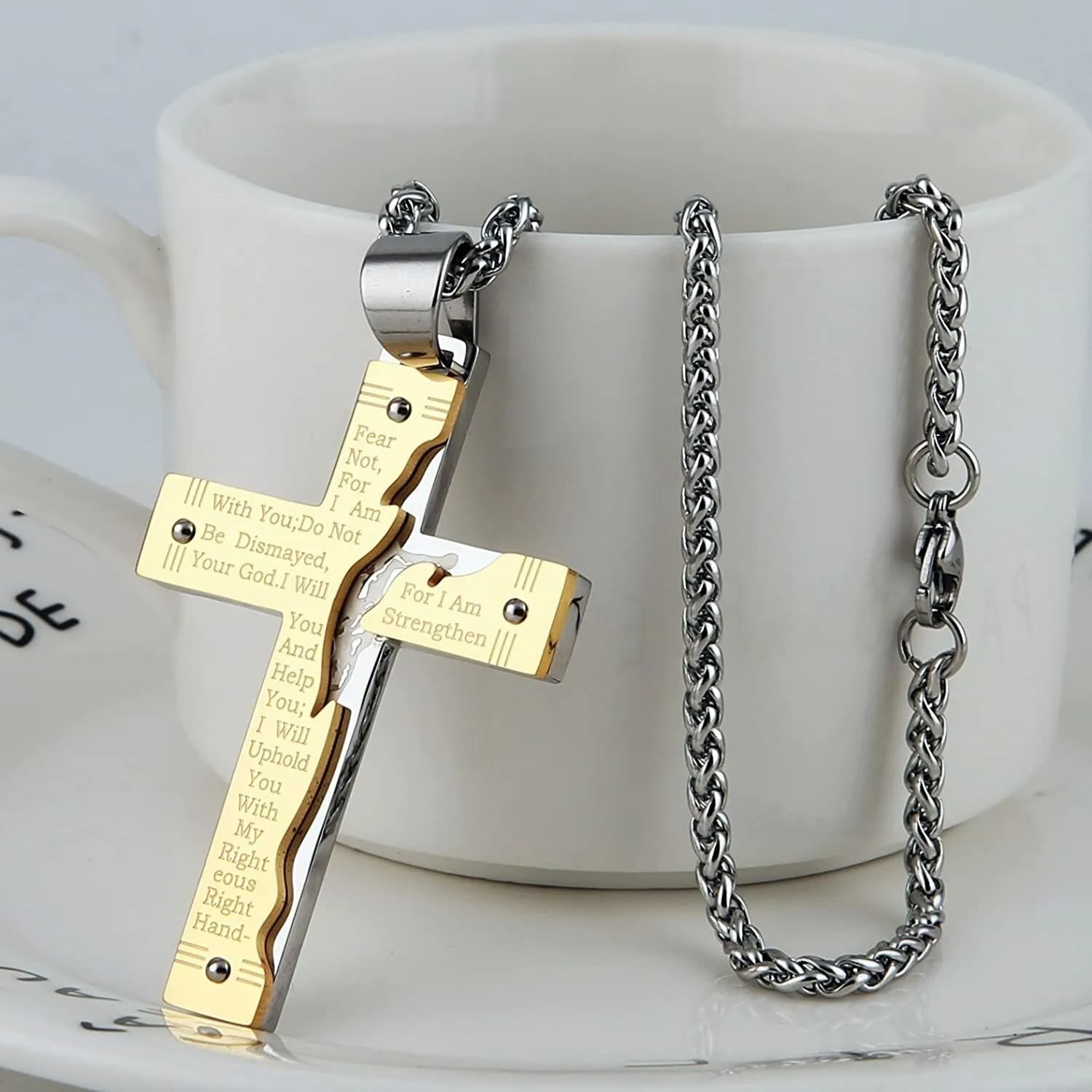 Jesus Crucifix Religion Cross Pendant Necklace