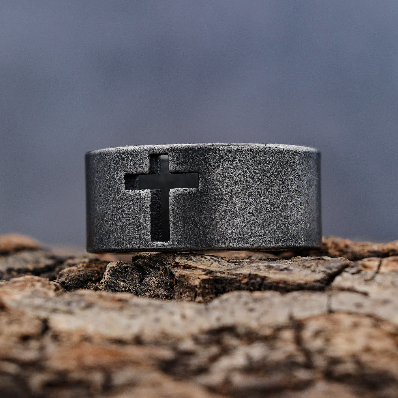 Stainless Steel Antique Punk Cross Ring