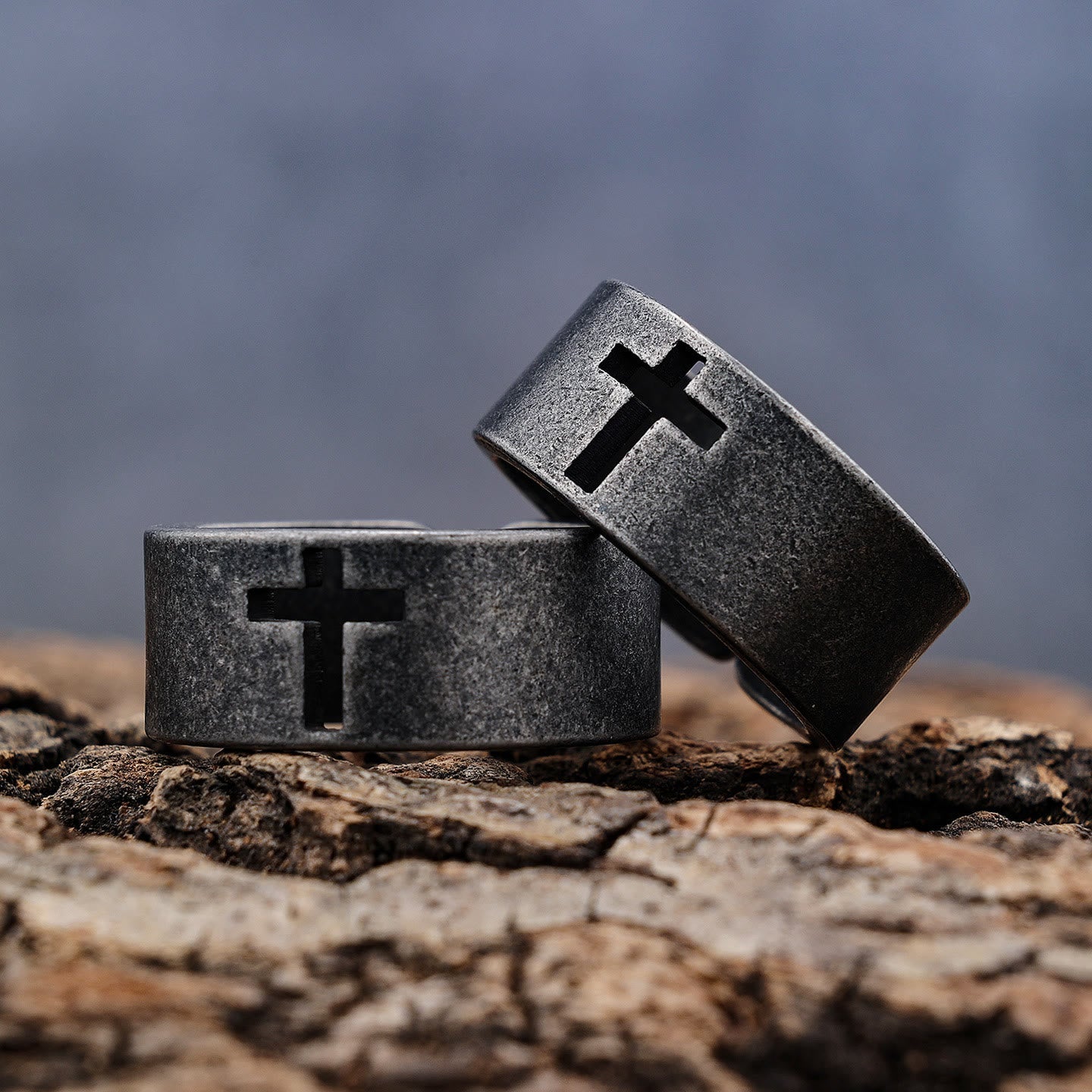 Stainless Steel Antique Punk Cross Ring