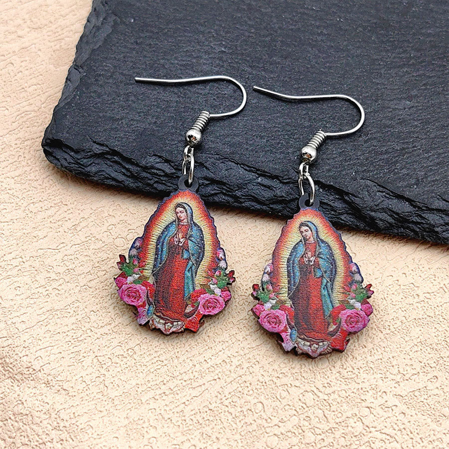 Colorful Virgin Mary Earrings - Our Lady of Guadalupe by Christianartworkshop