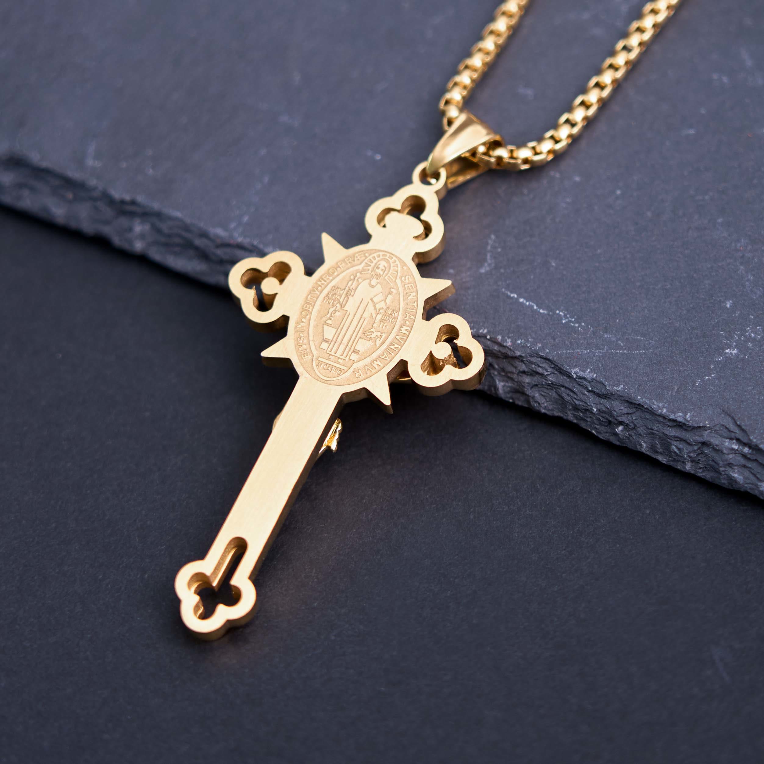 St. Benedict Symbol Crucifix Necklace