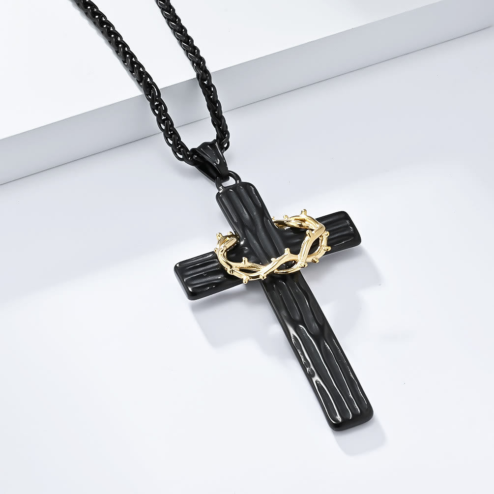FAITH AS YOUR ARMOR: Jesus Crown Of Thorns Cross Sacred Necklace