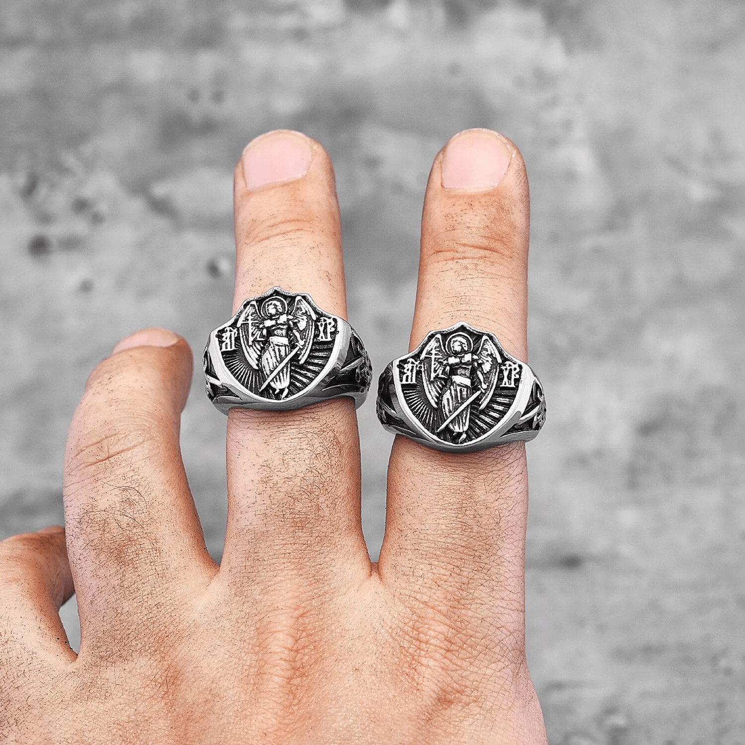 Retro Style St. Michael Guardian Angel Protection & Strength Ring