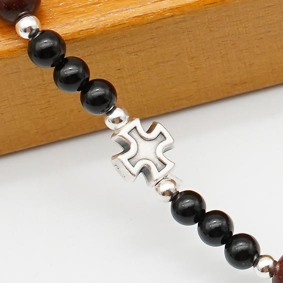 6mm Rosewood Three-circle Elastic Bracelet Divine Rosary Beads