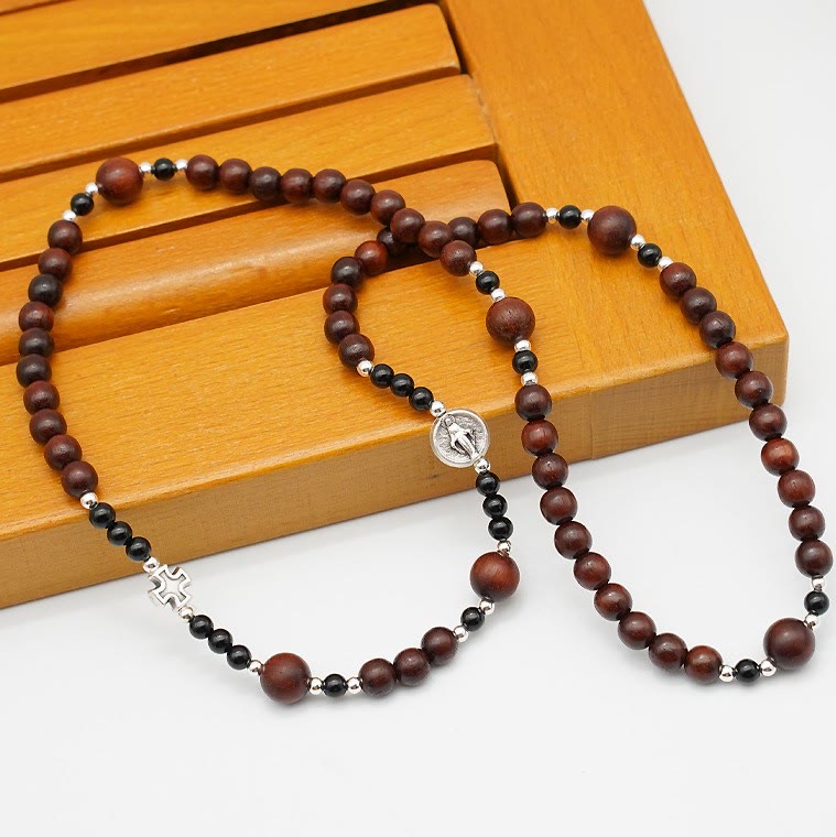6mm Rosewood Three-circle Elastic Bracelet Divine Rosary Beads