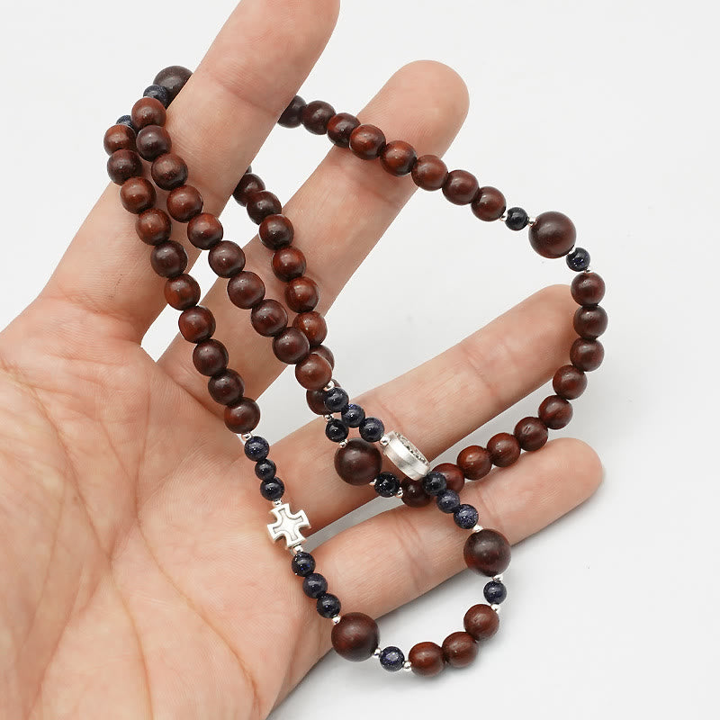 6mm Rosewood Three-circle Elastic Bracelet Divine Rosary Beads