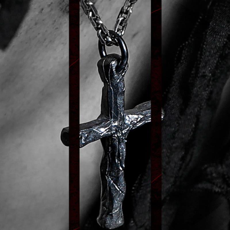 925 Sterling Silver Dark Style Cross Necklace: A Symbol of Faith