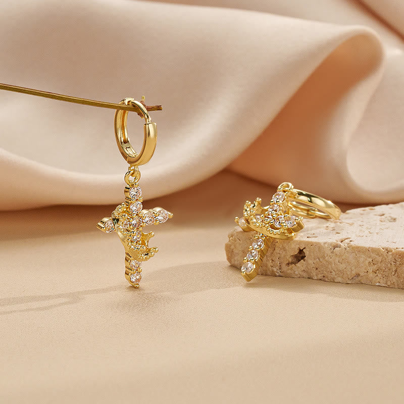 Modern Crowned in Faith Cross Necklace, Earrings