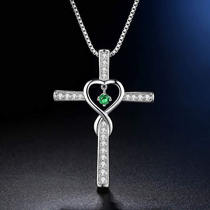 Birthstone Cross with Sparkling Accents