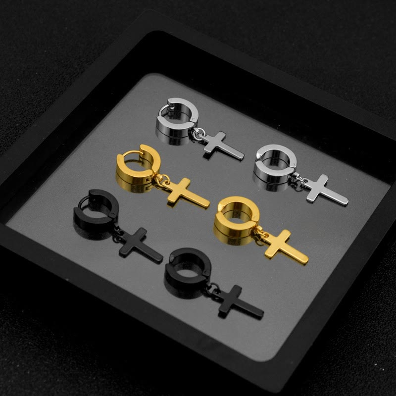 Chic Cross Dangle Hoop Earrings: Fashionable Jewelry for Everyday Style