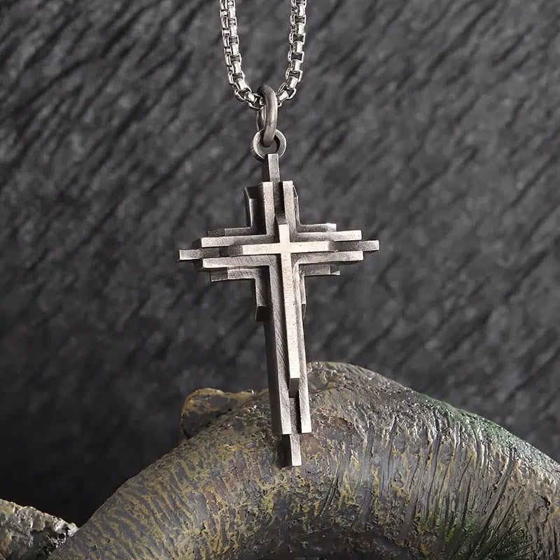 Abstract Alloy Cross Necklace